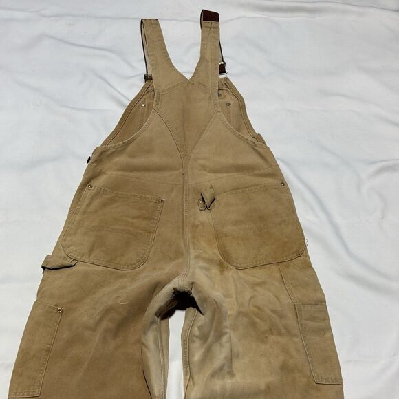 Vintage Carhartt Bib Overalls Size 32x29 Double Knee Canvas Duck - Picture 8 of 11